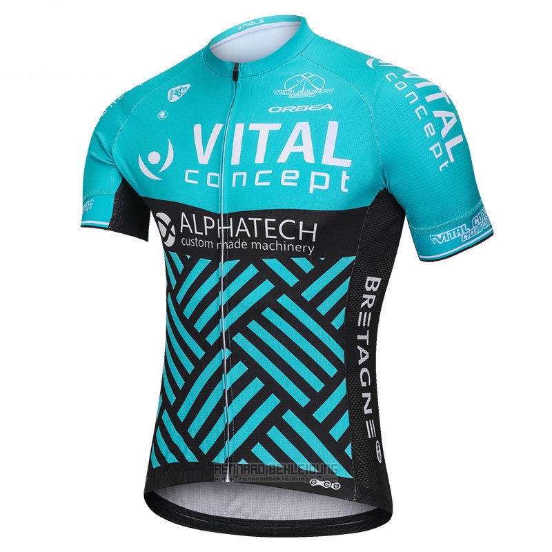 2018 Fahrradbekleidung Vital Concept Alphatech Blau und Shwarz Trikot Kurzarm und Tragerhose